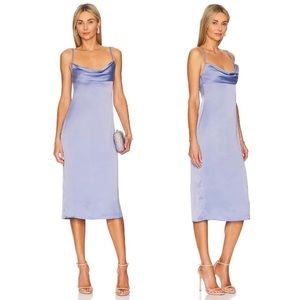 NEW WeWoreWhat Cowl Midi Dress Slate Blue Silk Size 00 XXS Who Wore What